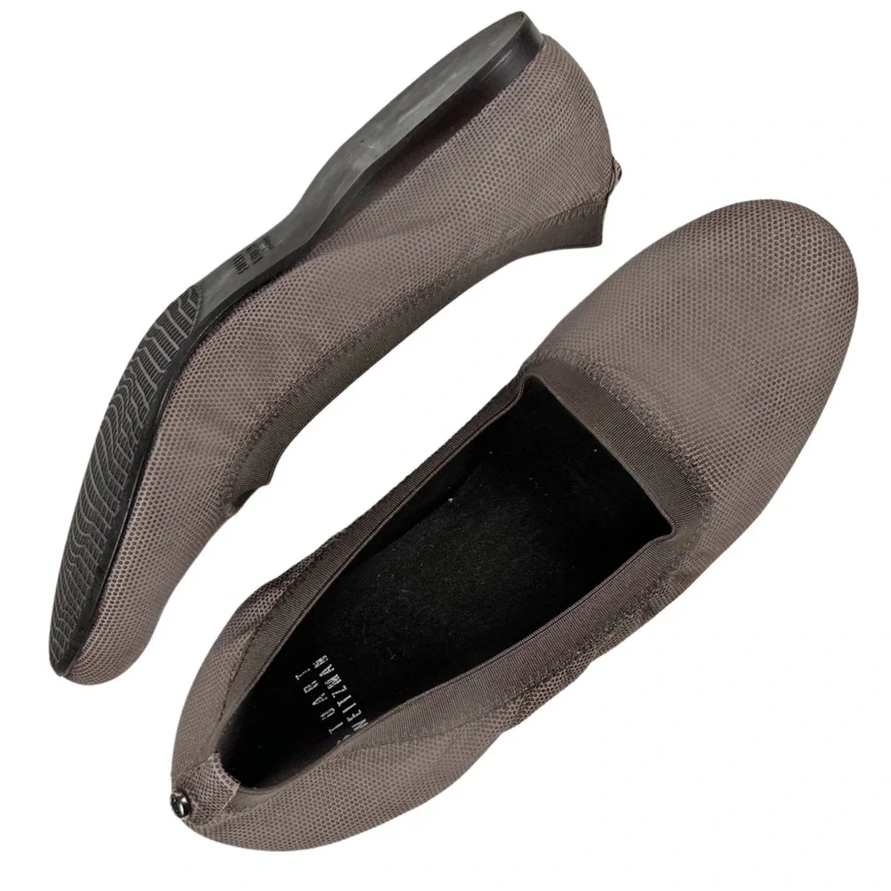Stuart Weitzman Dark Taupe Textile Travel Ballet Flats Size 8.5 W